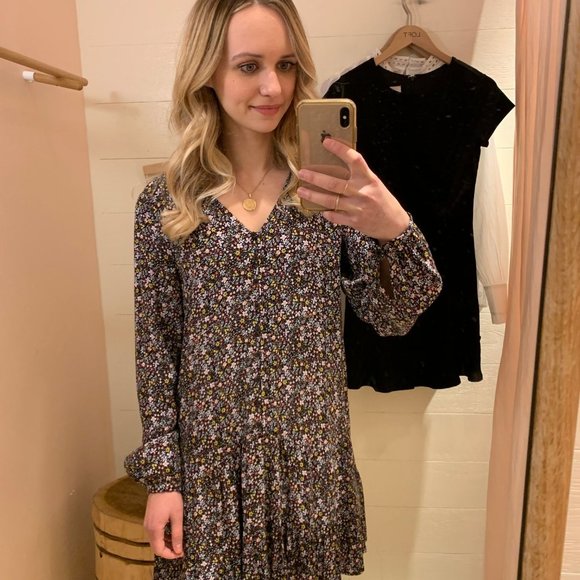 NWT LOFT Floral Button Flippy Dress - Picture 4 of 4